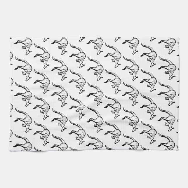 Linge De Cuisine Crochet noir et blanc Kangaroo (Horizontal)