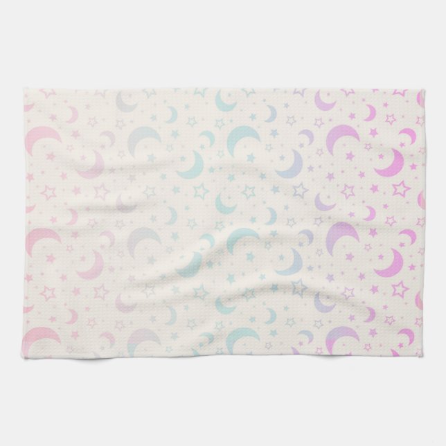 Linge De Cuisine Croissants de lune et étoiles pastel Halloween (Horizontal)