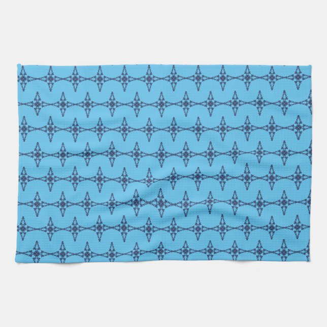 Linge De Cuisine Croix chrétienne avec ornement bleu (Horizontal)