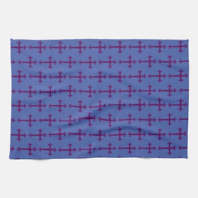 Linge De Cuisine Croix chrétienne violette (Horizontal)