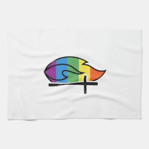 Linge De Cuisine Croix de Flamme Arc-en-ciel Vintage Design Vectori