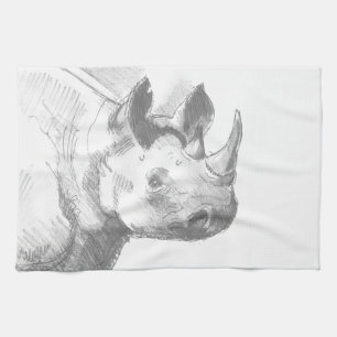 Linge De Cuisine Croquis de dessin au crayon de rhinocéros de