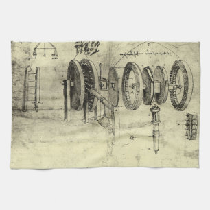 Linge De Cuisine Croquis d'ingénierie d'une roue de Léonard de Vinc