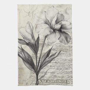 Linge De Cuisine Croquis floral rustique avec calligraphie - âge (3