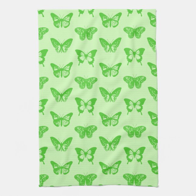 Linge De Cuisine Croquis papillon, vert citron (Vertical)