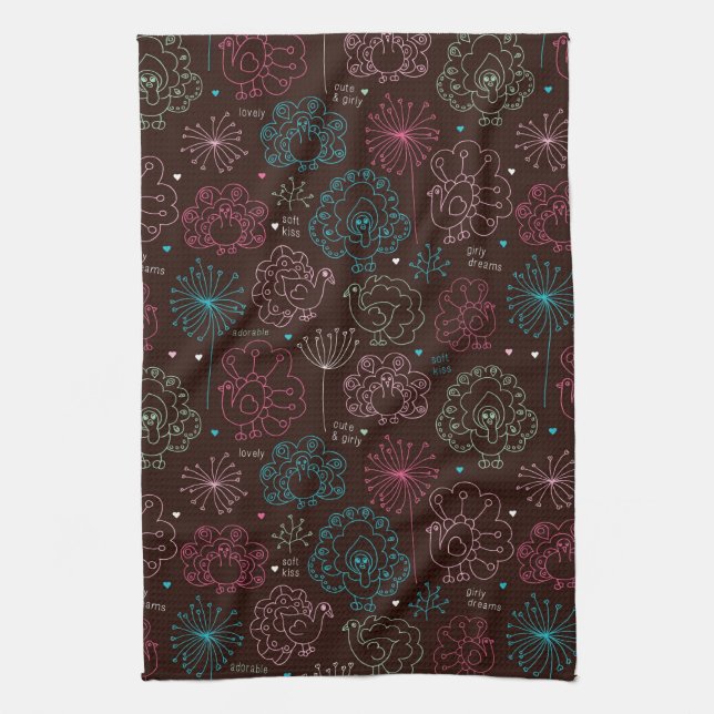 Linge De Cuisine cru de papier peint de l'Inde de fleur de paon (Vertical)