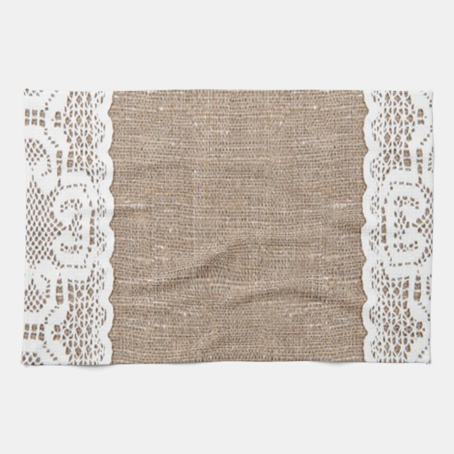 Linge De Cuisine Cru, dentelle, toile de jute, grunge, victorian, (Horizontal)