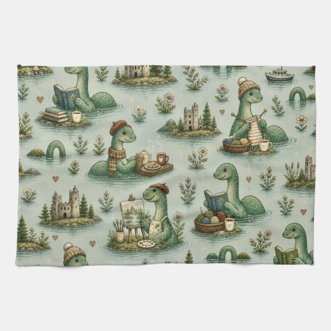 Linge De Cuisine Cryptides confortables Nessie Monstre du Loch Ness (Horizontal)