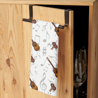 Linge De Cuisine Cuatro and Maracas with Music Notes on WHITE