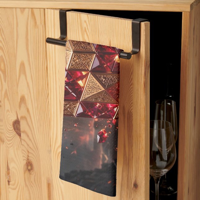 Linge De Cuisine Cube orné sur la falaise volcanique (Pliage en tiers)