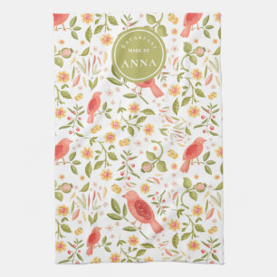 Linge De Cuisine Cuisine de jardin – Dessin botanique d'oiseaux et