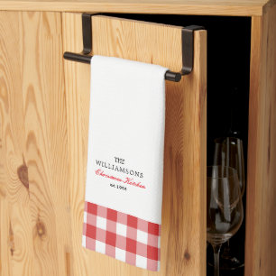 Linge De Cuisine Cuisine de Noël personnalisée en vichy rouge Famil