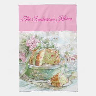 Linge De Cuisine Cuisine de Noël rose et verte pastel personnalisée