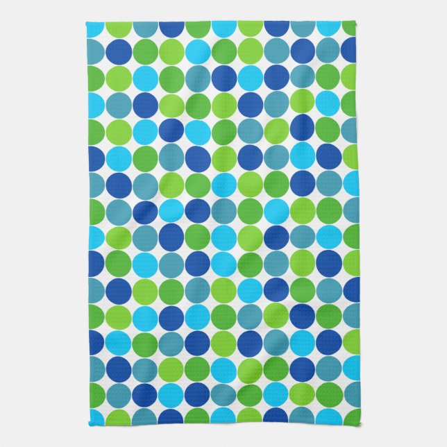 Linge De Cuisine Cuisine de point de polka de vert bleu (Vertical)