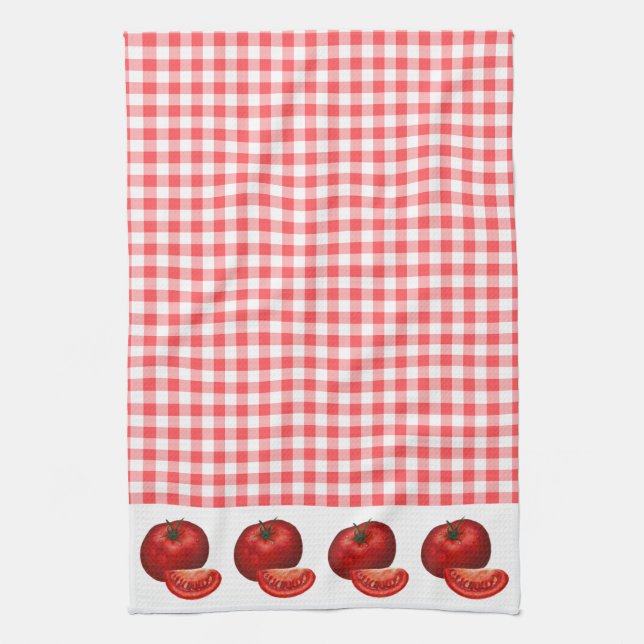 Linge De Cuisine Cuisine En vichy rouge et tomates (Vertical)
