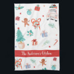 Linge De Cuisine Cuisine familiale de Noël Décor personnalisé<br><div class="desc">Ajoutez une touche spéciale à votre cuisine pendant la période des Fêtes ! Cette magnifique serviette avec des éléments de Noël aquarelle apportera une merveilleuse touche festive à votre cuisine.</div>