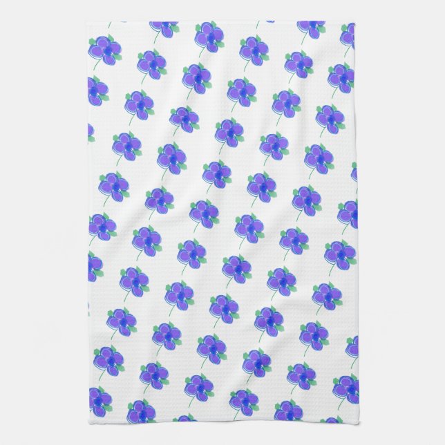 Linge De Cuisine Cuisine Fleurie Petit Mauve (Vertical)