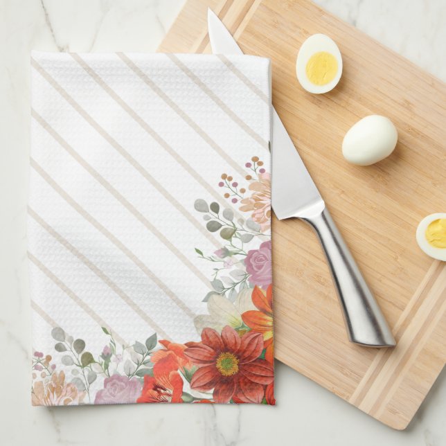 Linge De Cuisine Cuisine florale rustique élégante (Quart Plié)