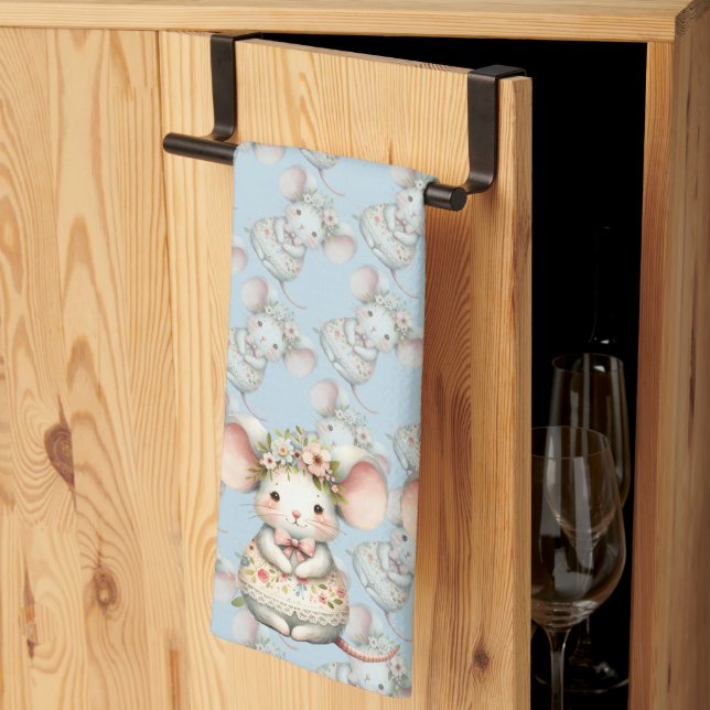 Linge De Cuisine Cuisine Florale Souris Couronne Fleur (Pliage en tiers)