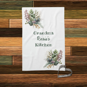 Linge De Cuisine Cuisine grand-mère Aquarelle personnalisée Vert