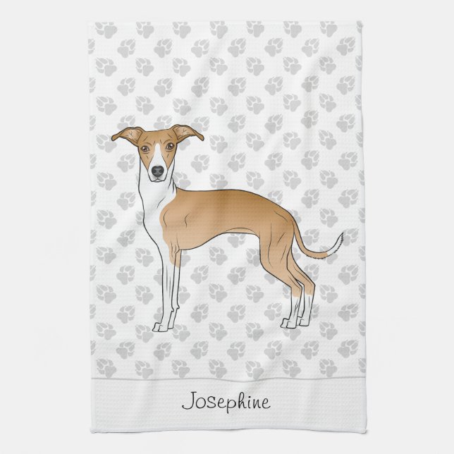 Linge De Cuisine Cuisine Italienne Faune Et Blanc Greyhound Avec No (Vertical)