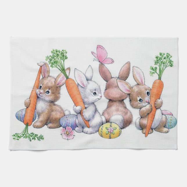 Linge De Cuisine Cuisine rétro vintage lapins Esater (Horizontal)