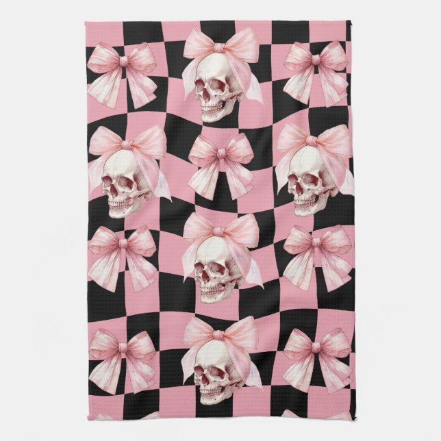 Linge De Cuisine Cuisine Rose Squelette Halloween Cool (Vertical)