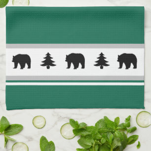Linge De Cuisine Cuisine Serviette-Yellowstone Lodge 3 Ours et arbr