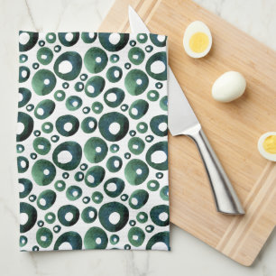 Linge De Cuisine Cuisine verte de style milieu de siècle avec motif