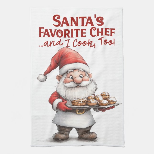 Linge De Cuisine Cuisinier préféré du Père Noël (Vertical)
