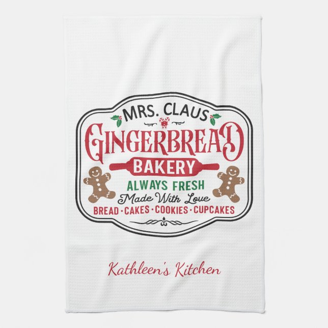 Linge De Cuisine Cuisson de biscuits de Noël personnalisés de Mme C (Vertical)