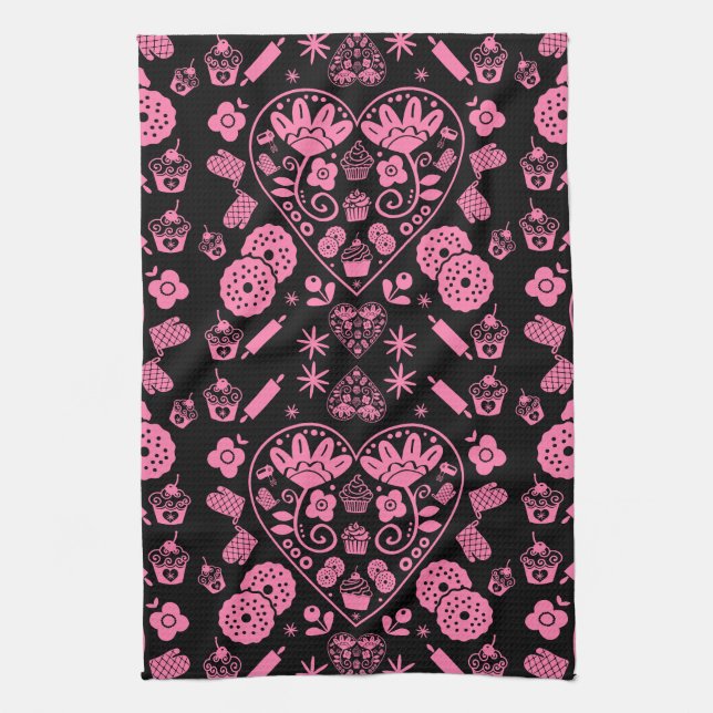 Linge De Cuisine Cupcake Baking Folk Art (Vertical)