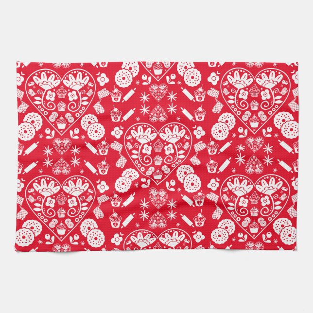 Linge De Cuisine Cupcake Baking Folk Art (Horizontal)