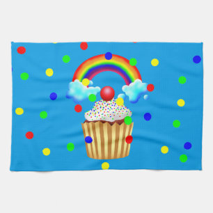Linge De Cuisine Cupcake Party avec arc-en-ciel et arroseurs