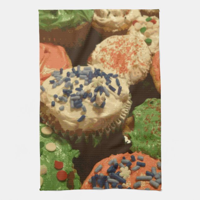 Linge De Cuisine Cupcakes de Noël avec arroses (Vertical)