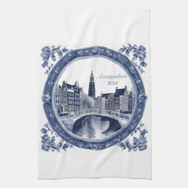 Linge De Cuisine Custom Blue Delft Amsterdam Souvenir (Vertical)