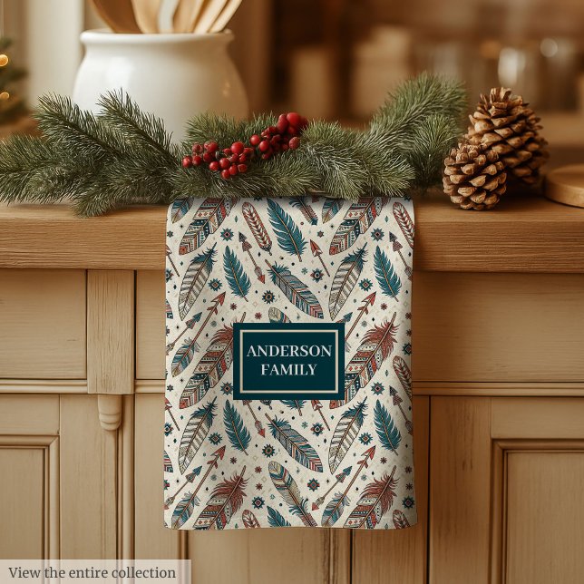 Linge De Cuisine Custom Name Boho Towel Pastel Native Kitchen Set (Custom Name Boho Towel Pastel Native Kitchen Set)