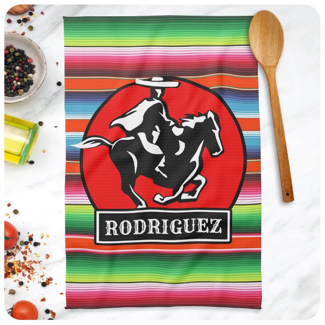 Linge De Cuisine CUSTOM NAME Charro Horse Spanish Mexican Serape (Créateur téléchargé)