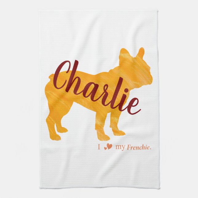 Linge De Cuisine Custom Pastel Orange French Bulldog - Frenchie (Vertical)