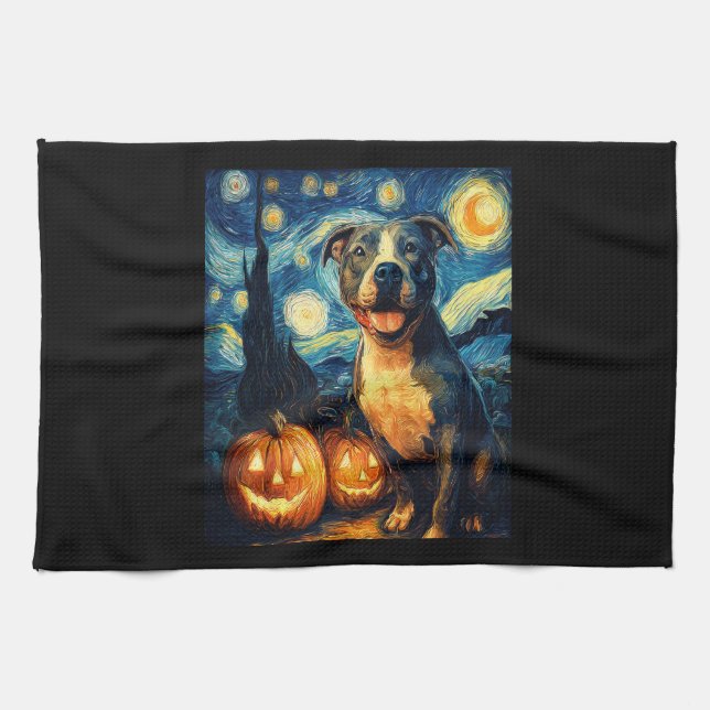 Linge De Cuisine Cute American Staffordshire Terrier Dog Halloween  (Horizontal)