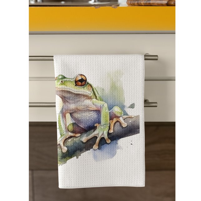 Linge De Cuisine Cute Aquarelle Arbre Frog, personnalisé (Créateur téléchargé)