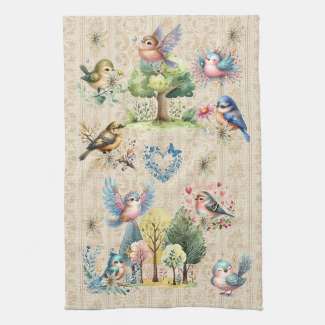 Linge De Cuisine Cute Birds (Vertical)