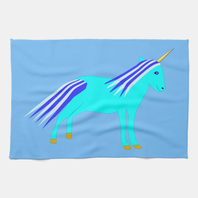 Linge De Cuisine Cute Blue Baby Boy Unicorn (Horizontal)