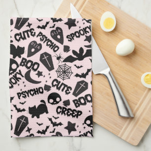 Linge De Cuisine Cute Boo Éffrayant Psycho Pink Fun Halloween