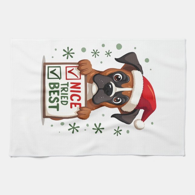 Linge De Cuisine Cute Boxer dog Dog Christmas Nice Tried my Best  ( (Horizontal)