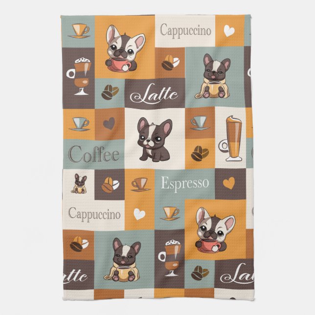 Linge De Cuisine Cute Bulldog Coffee Love (Vertical)