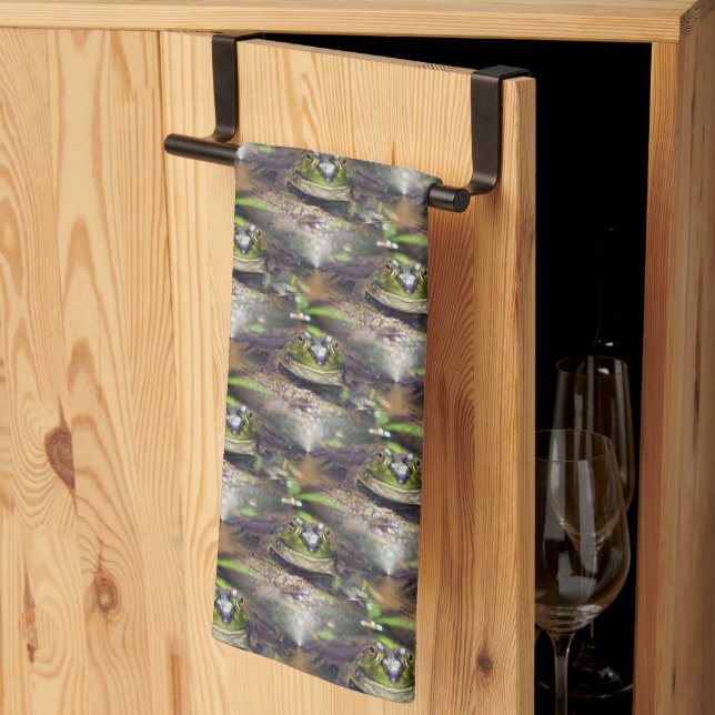 Linge De Cuisine Cute Bullfrog Visage Animal Nature Motif      (Pliage en tiers)