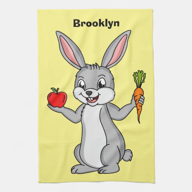 Linge De Cuisine Cute bunny rabbit with vegetables (Vertical)