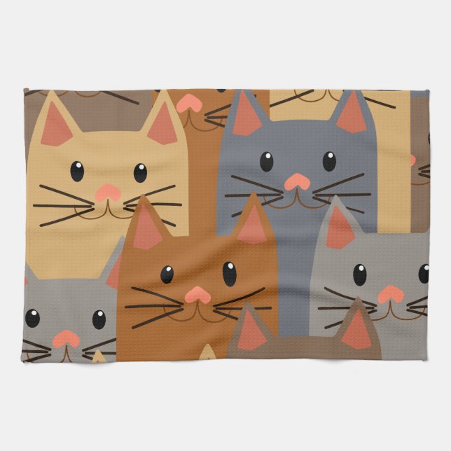 Linge De Cuisine Cute Cats Colorful Cat Visage Collage (Horizontal)