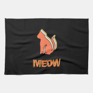 Linge De Cuisine Cute Chat, Orange & Animal Jaune, Pop Art Abstrait